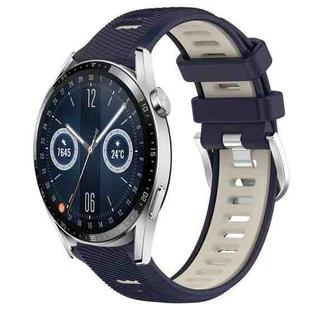 For Huawei Watch GT3 42mm 20mm Sports Two-Color Steel Buckle Silicone Watch Band(Midnight Blue+Starlight)