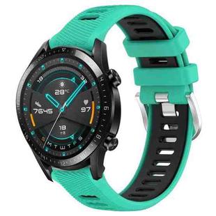 For Huawei Watch GT2 42mm 20mm Sports Two-Color Steel Buckle Silicone Watch Band(Lake Blue+Black)