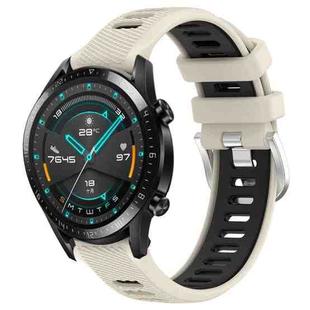 For Huawei Watch GT2 42mm 20mm Sports Two-Color Steel Buckle Silicone Watch Band(Starlight+Black)