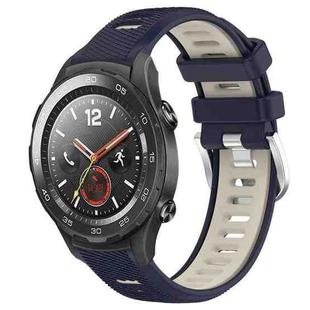 For Huawei Watch 2 20mm Sports Two-Color Steel Buckle Silicone Watch Band(Midnight Blue+Starlight)