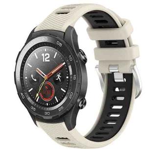 For Huawei Watch 2 20mm Sports Two-Color Steel Buckle Silicone Watch Band(Starlight+Black)