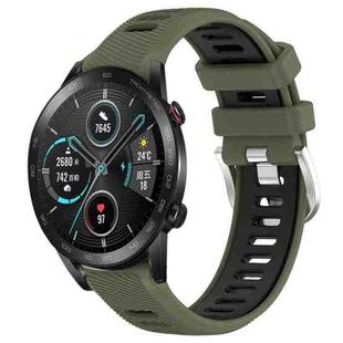 For Honor MagicWatch2 42mm 20mm Sports Two-Color Steel Buckle Silicone Watch Band(Army Green+Black)