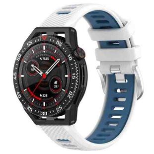 For Huawei Watch GT3 SE 22mm Sports Two-Color Steel Buckle Silicone Watch Band(White+Blue)
