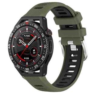For Huawei Watch GT3 SE 22mm Sports Two-Color Steel Buckle Silicone Watch Band(Army Green+Black)