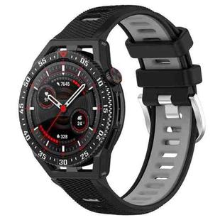 For Huawei Watch GT3 SE 22mm Sports Two-Color Steel Buckle Silicone Watch Band(Black+Grey)