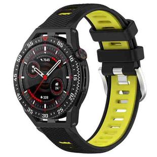 For Huawei Watch GT3 SE 22mm Sports Two-Color Steel Buckle Silicone Watch Band(Black+Lime Green)