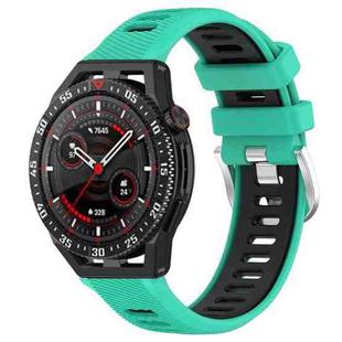 For Huawei Watch GT3 SE 22mm Sports Two-Color Steel Buckle Silicone Watch Band(Lake Blue+Black)