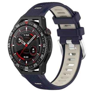 For Huawei Watch GT3 SE 22mm Sports Two-Color Steel Buckle Silicone Watch Band(Midnight Blue+Starlight)