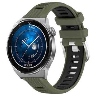 For Huawei Watch GT3 Pro 46mm 22mm Sports Two-Color Steel Buckle Silicone Watch Band(Army Green+Black)