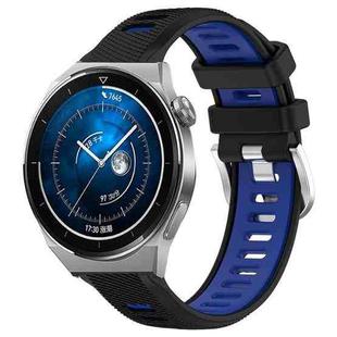 For Huawei Watch GT3 Pro 46mm 22mm Sports Two-Color Steel Buckle Silicone Watch Band(Black+Blue)