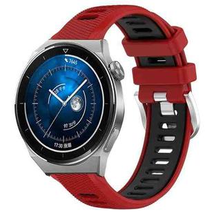 For Huawei Watch GT3 Pro 46mm 22mm Sports Two-Color Steel Buckle Silicone Watch Band(Red+Black)