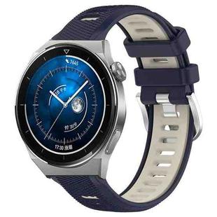 For Huawei Watch GT3 Pro 46mm 22mm Sports Two-Color Steel Buckle Silicone Watch Band(Midnight Blue+Starlight)