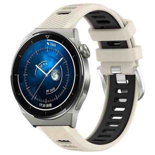 For Huawei Watch GT3 Pro 46mm 22mm Sports Two-Color Steel Buckle Silicone Watch Band(Starlight+Black)