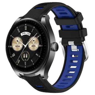 For Huawei Watch Buds 22mm Sports Two-Color Steel Buckle Silicone Watch Band(Black+Blue)