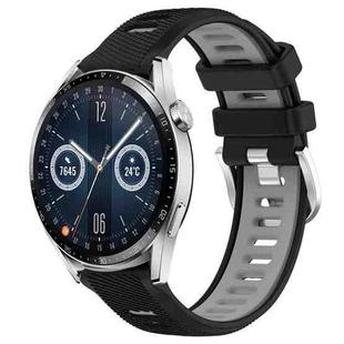 For Huawei Watch GT3 46mm 22mm Sports Two-Color Steel Buckle Silicone Watch Band(Black+Grey)