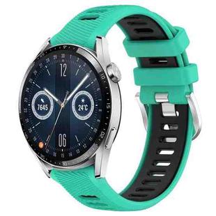 For Huawei Watch GT3 46mm 22mm Sports Two-Color Steel Buckle Silicone Watch Band(Lake Blue+Black)