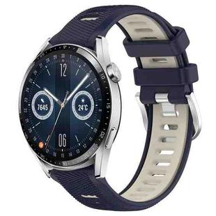 For Huawei Watch GT3 46mm 22mm Sports Two-Color Steel Buckle Silicone Watch Band(Midnight Blue+Starlight)