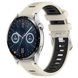 For Huawei Watch GT3 46mm 22mm Sports Two-Color Steel Buckle Silicone Watch Band(Starlight+Black)