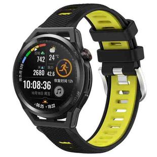For Huawei Watch GT Runner 22mm Sports Two-Color Steel Buckle Silicone Watch Band(Black+Lime Green)