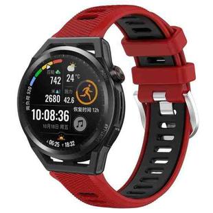 For Huawei Watch GT Runner 22mm Sports Two-Color Steel Buckle Silicone Watch Band(Red+Black)