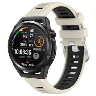 For Huawei Watch GT Runner 22mm Sports Two-Color Steel Buckle Silicone Watch Band(Starlight+Black)