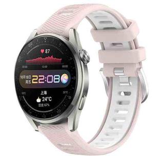 For Huawei Watch 3 Pro 22mm Sports Two-Color Steel Buckle Silicone Watch Band(Pink+White)