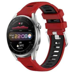 For Huawei Watch 3 Pro 22mm Sports Two-Color Steel Buckle Silicone Watch Band(Red+Black)