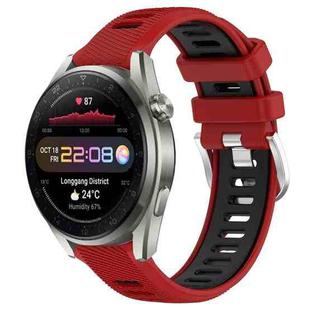 For Huawei Watch 3 Pro New 22mm Sports Two-Color Steel Buckle Silicone Watch Band(Red+Black)