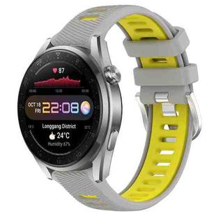 For Huawei Watch 3 Pro New 22mm Sports Two-Color Steel Buckle Silicone Watch Band(Grey+Yellow)