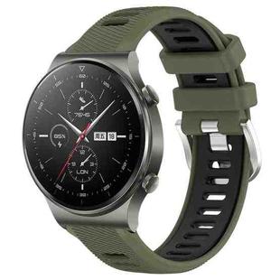 For Huawei GT2 Pro 22mm Sports Two-Color Steel Buckle Silicone Watch Band(Army Green+Black)