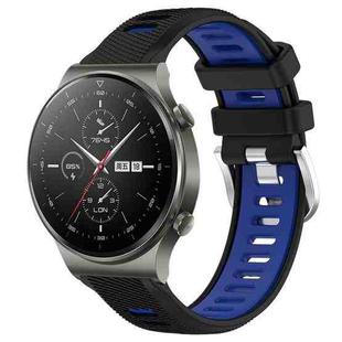 For Huawei GT2 Pro 22mm Sports Two-Color Steel Buckle Silicone Watch Band(Black+Blue)