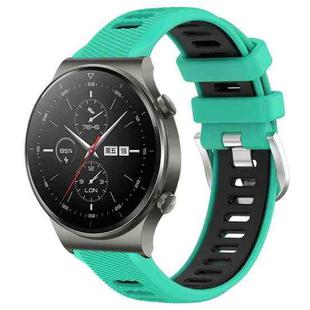 For Huawei GT2 Pro 22mm Sports Two-Color Steel Buckle Silicone Watch Band(Lake Blue+Black)