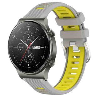 For Huawei GT2 Pro 22mm Sports Two-Color Steel Buckle Silicone Watch Band(Grey+Yellow)