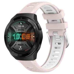 For Huawei Watch GT 2E 22mm Sports Two-Color Steel Buckle Silicone Watch Band(Pink+White)