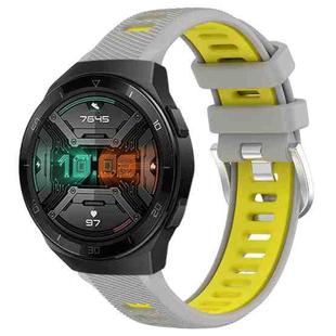 For Huawei Watch GT 2E 22mm Sports Two-Color Steel Buckle Silicone Watch Band(Grey+Yellow)