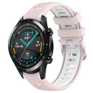 For Huawei GT2 46mm 22mm Sports Two-Color Steel Buckle Silicone Watch Band(Pink+White)