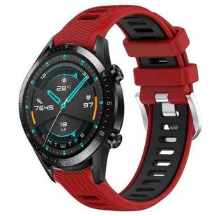 For Huawei GT2 46mm 22mm Sports Two-Color Steel Buckle Silicone Watch Band(Red+Black)