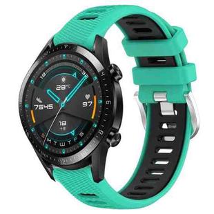 For Huawei GT2 46mm 22mm Sports Two-Color Steel Buckle Silicone Watch Band(Lake Blue+Black)