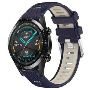 For Huawei GT2 46mm 22mm Sports Two-Color Steel Buckle Silicone Watch Band(Midnight Blue+Starlight)
