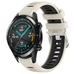 For Huawei GT2 46mm 22mm Sports Two-Color Steel Buckle Silicone Watch Band(Starlight+Black)