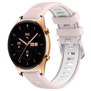 For Honor Watch GS 3 22mm Sports Two-Color Steel Buckle Silicone Watch Band(Pink+White)