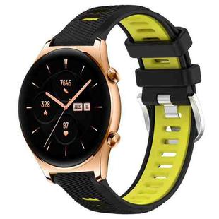 For Honor Watch GS 3 22mm Sports Two-Color Steel Buckle Silicone Watch Band(Black+Lime Green)