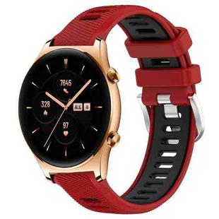 For Honor Watch GS 3 22mm Sports Two-Color Steel Buckle Silicone Watch Band(Red+Black)