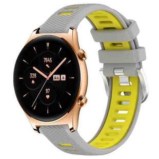 For Honor Watch GS 3 22mm Sports Two-Color Steel Buckle Silicone Watch Band(Grey+Yellow)