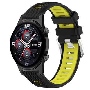 For Honor Watch GS 3i 22mm Sports Two-Color Steel Buckle Silicone Watch Band(Black+Lime Green)