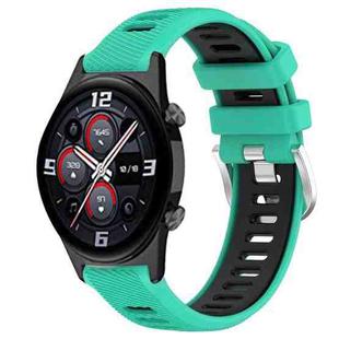 For Honor Watch GS 3i 22mm Sports Two-Color Steel Buckle Silicone Watch Band(Lake Blue+Black)