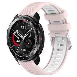 For Honor Watch GS Pro 22mm Sports Two-Color Steel Buckle Silicone Watch Band(Pink+White)