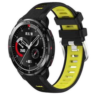 For Honor Watch GS Pro 22mm Sports Two-Color Steel Buckle Silicone Watch Band(Black+Lime Green)