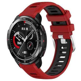 For Honor Watch GS Pro 22mm Sports Two-Color Steel Buckle Silicone Watch Band(Red+Black)