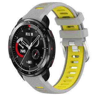 For Honor Watch GS Pro 22mm Sports Two-Color Steel Buckle Silicone Watch Band(Grey+Yellow)
